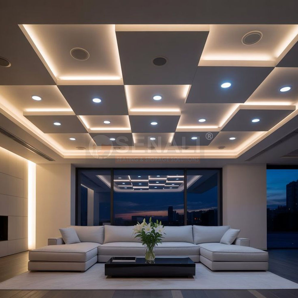 Seamless gypsum board false ceiling built for an executive discussion room in Chennai