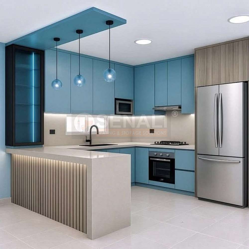 Ergonomic parallel modular kitchen in Chennai crafted with water-resistant marine grade plywood
