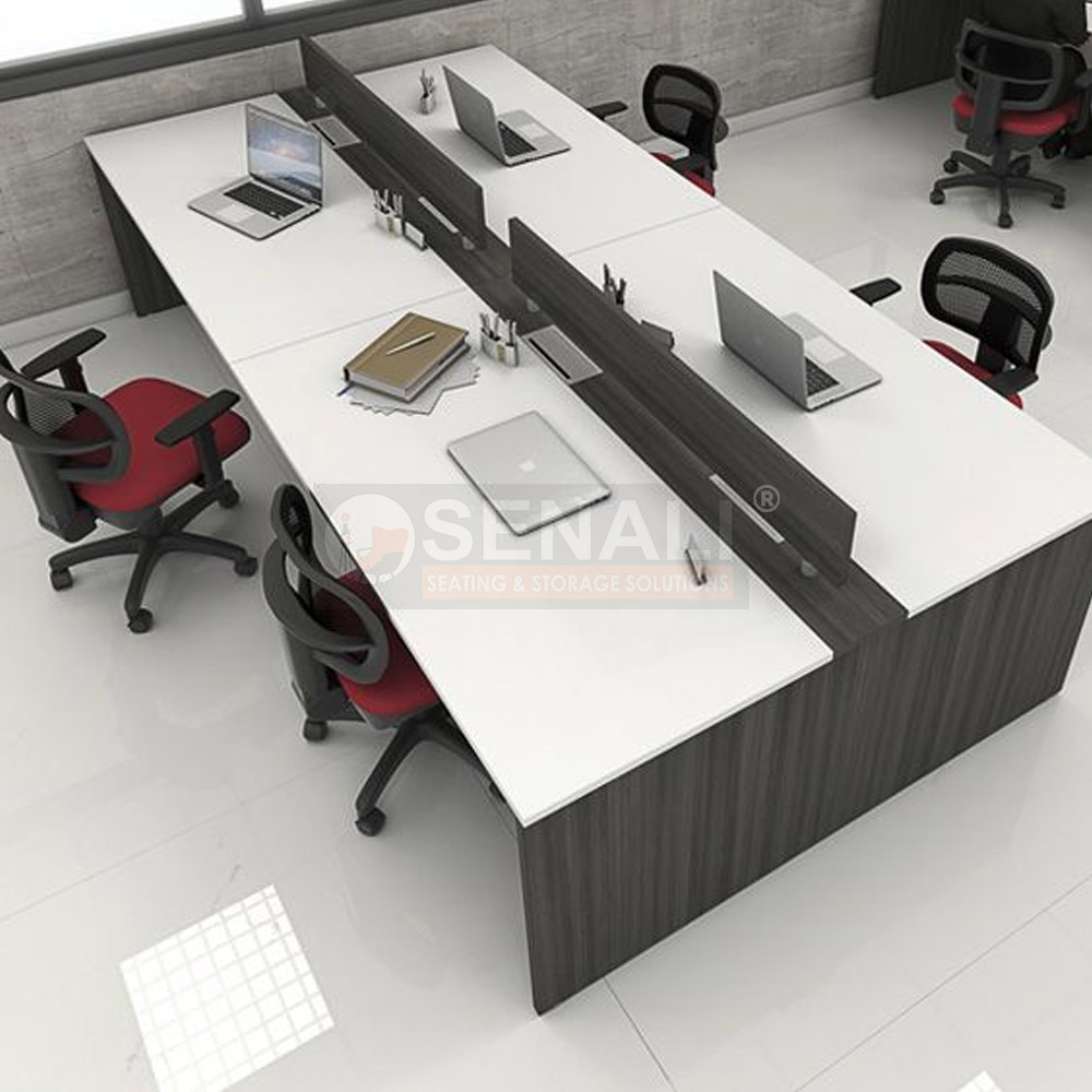 Back-to-Back Workstation Cluster with Dual-Level Cable Raceways
