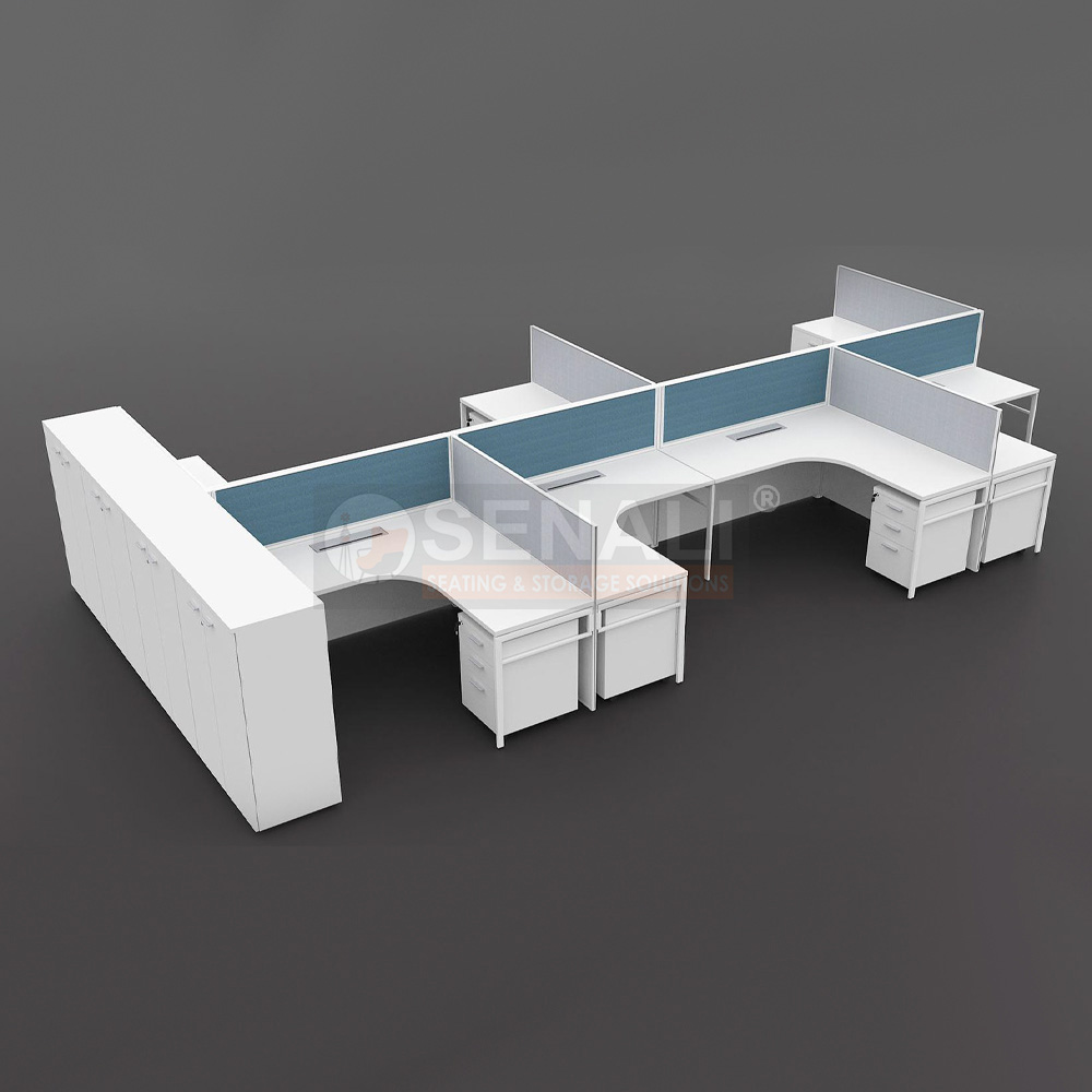 Modern L-Type Desk with Wire Raceway & Power Ports