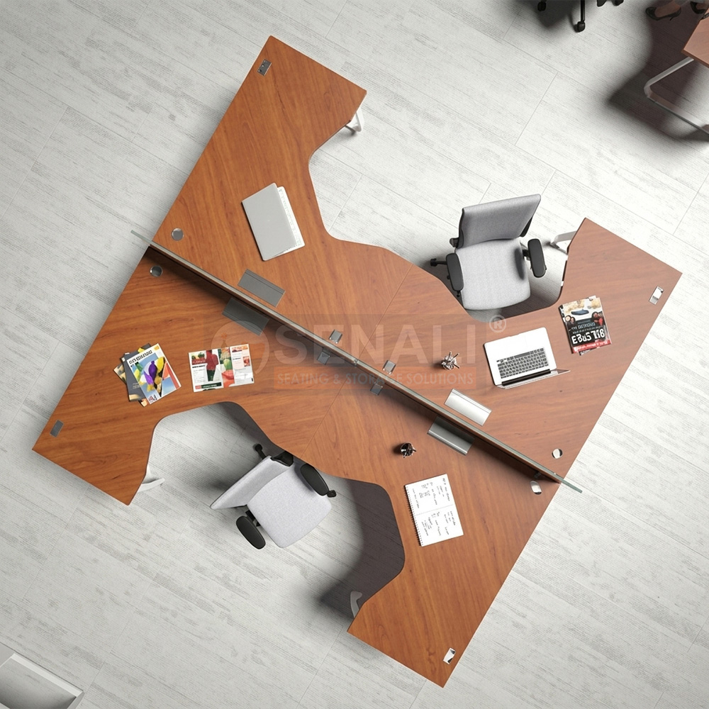 L-Type Office Workstation with Fabric Privacy Screen
