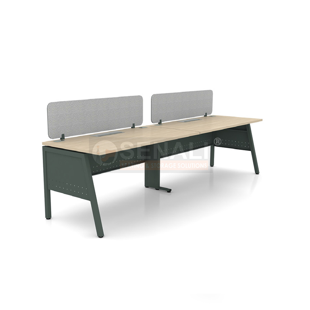 Linear Workstation Row with Wooden Modesty Panel