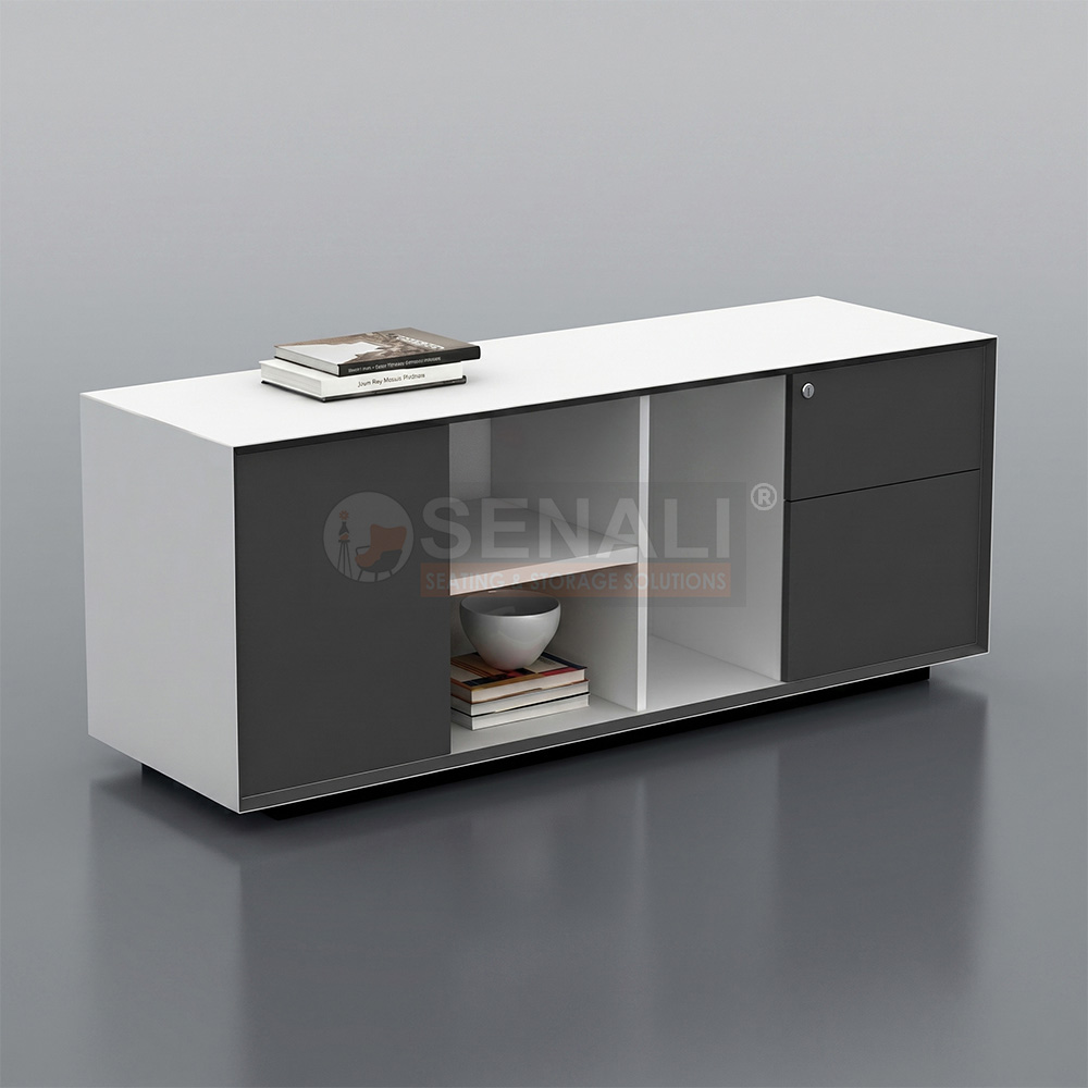 Modern office side credenza cabinet with soft close doors