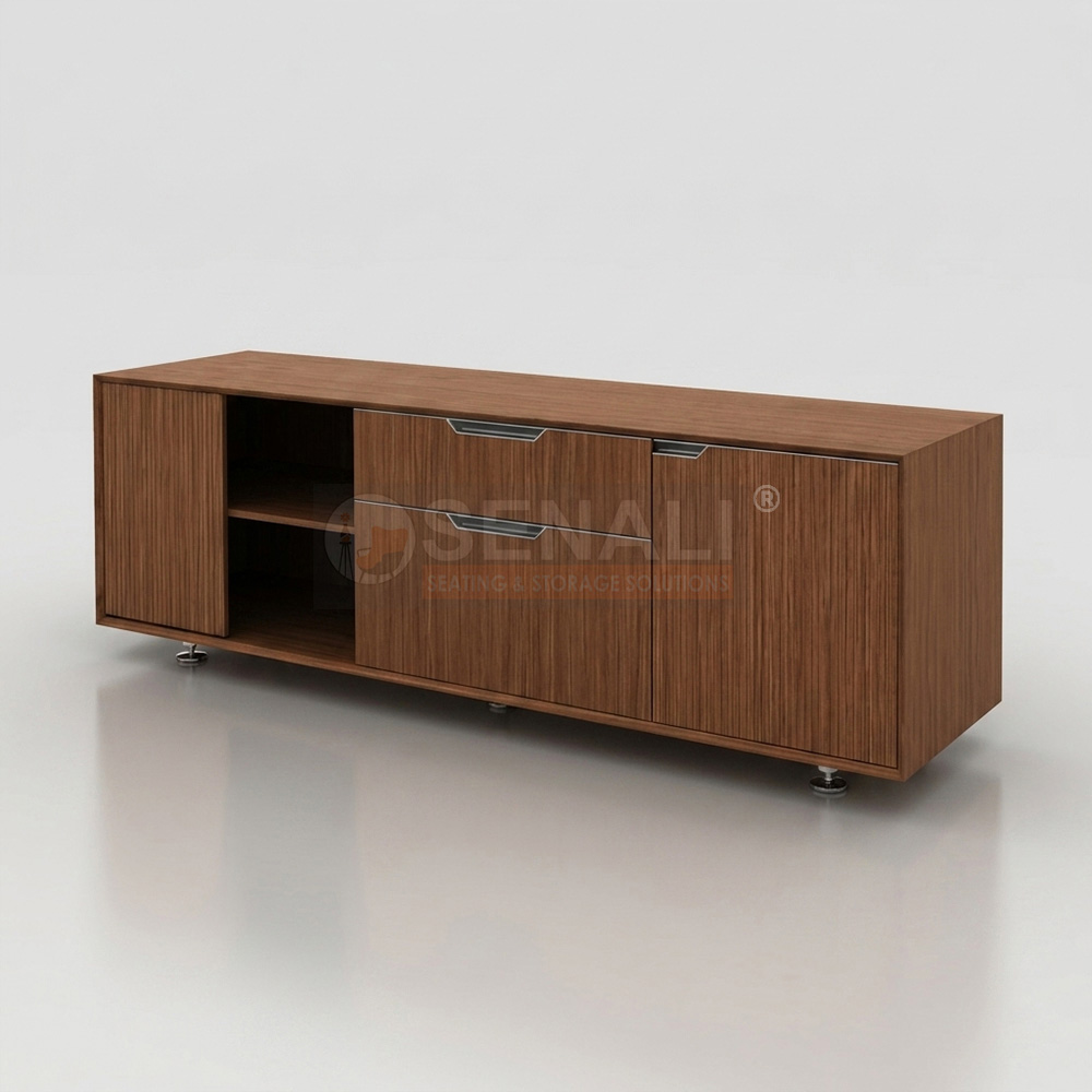 Lockable office side runner cabinet with telescopic drawers
