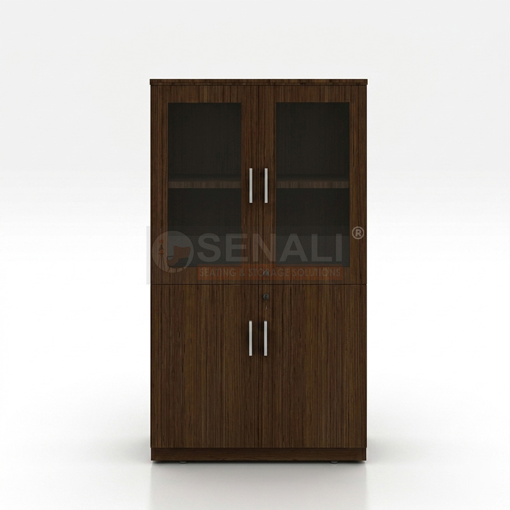 Executive library cabinet with glass swing doors