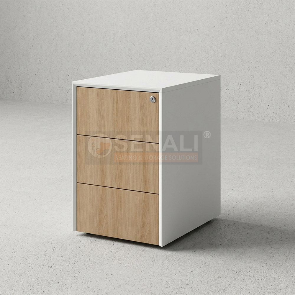 Modular wooden office mobile pedestal manufactured in Chennai by Senali Interiors