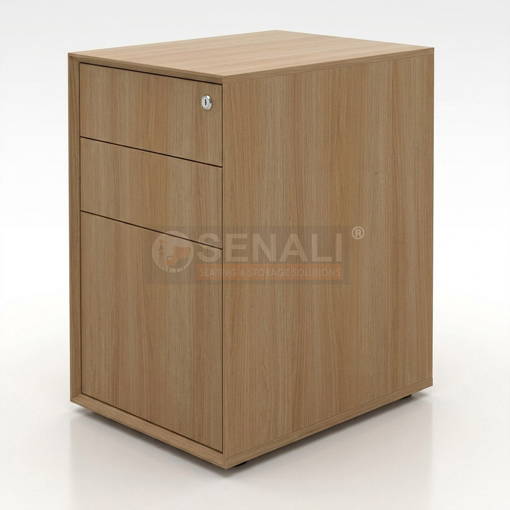 3 drawer wooden mobile pedestal with central lock in Chennai