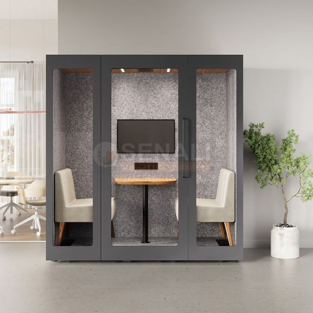 Compact Acoustic Workstation Booth for Open-Plan Office Space