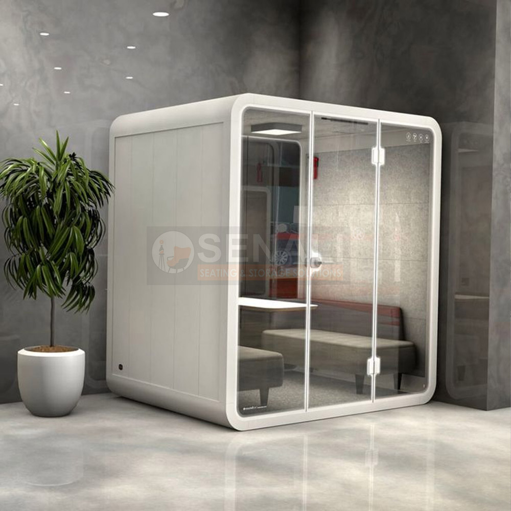 4-Person Soundproof Office Pod with Integrated Sofa and Table