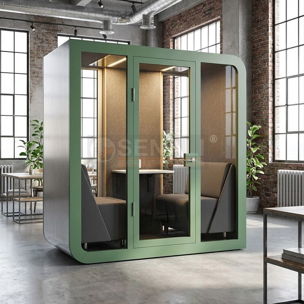 Modular Acoustic Conference Room Pod with LED Lighting