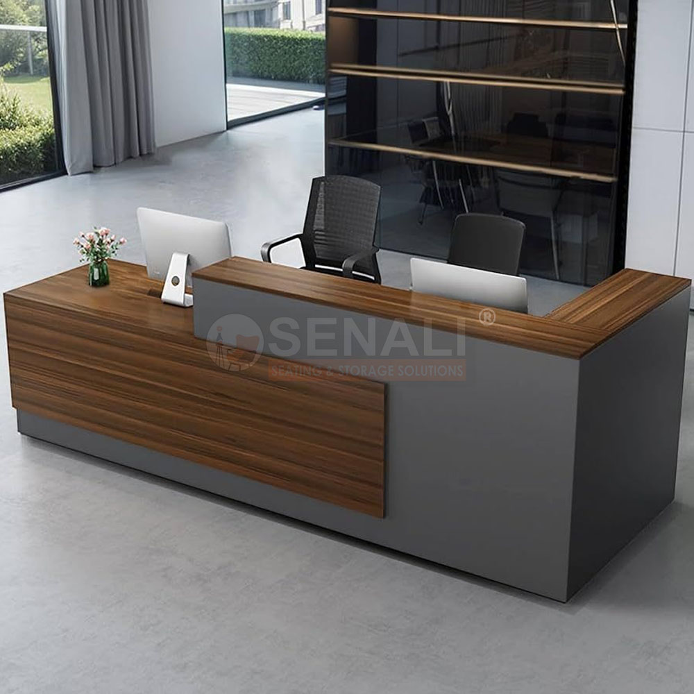 Contemporary Office Entrance Reception Desk Design in Chennai