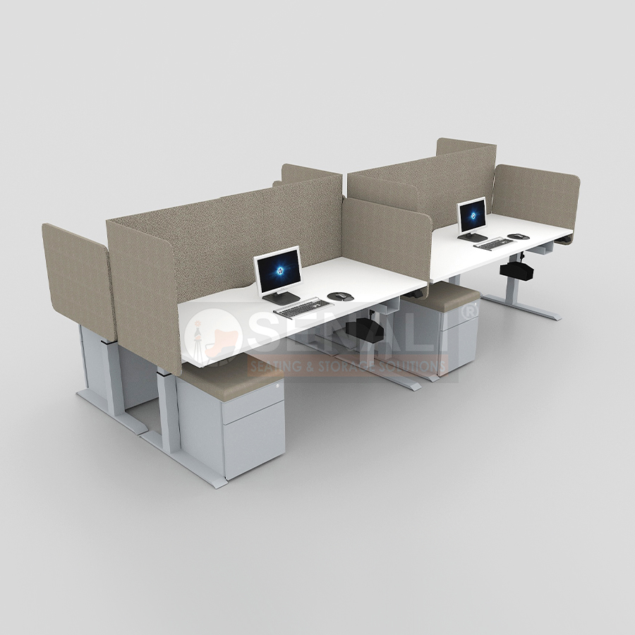 White top dual-stage electric standing desk setup