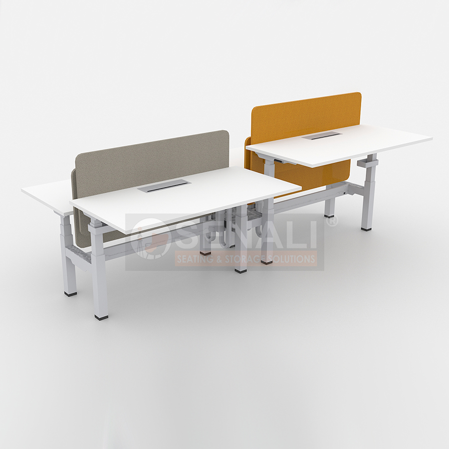 Motorized adjustable desk with concealed cable ducting