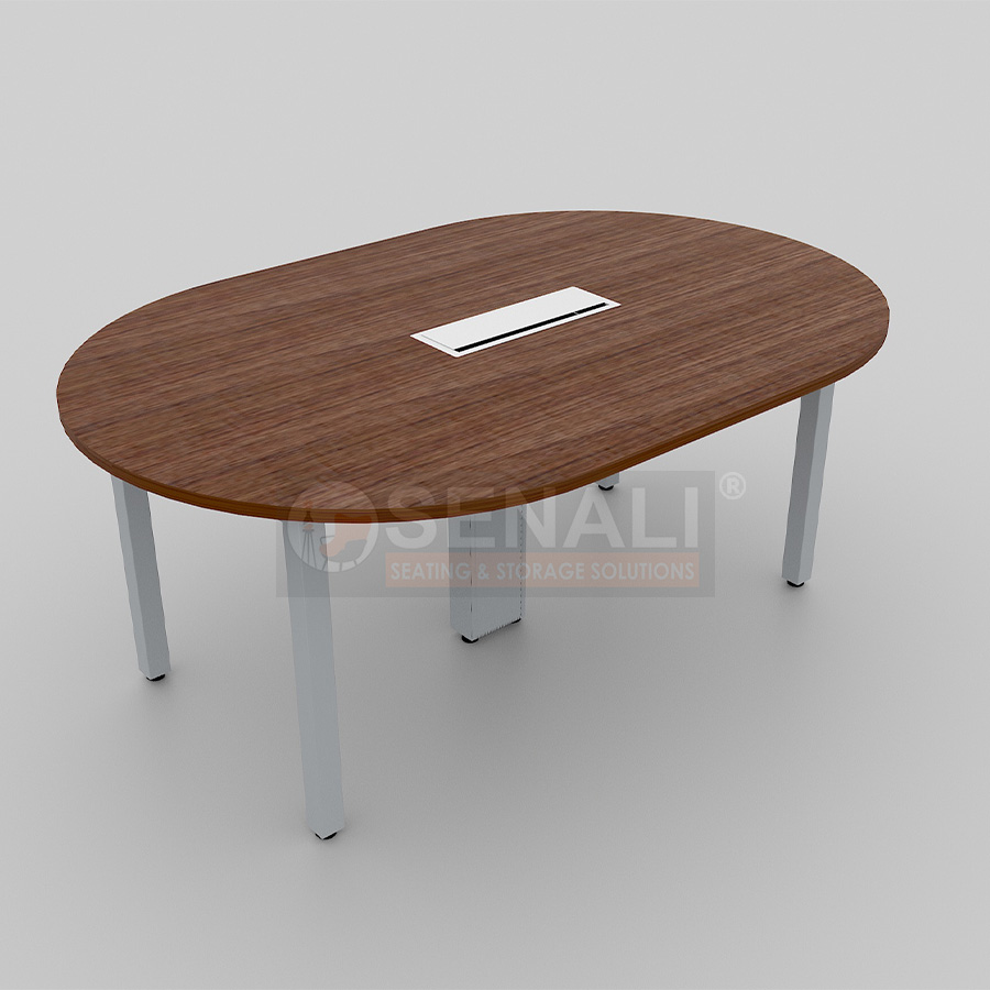 Veneer finish boardroom meeting table with concealed wire raceway