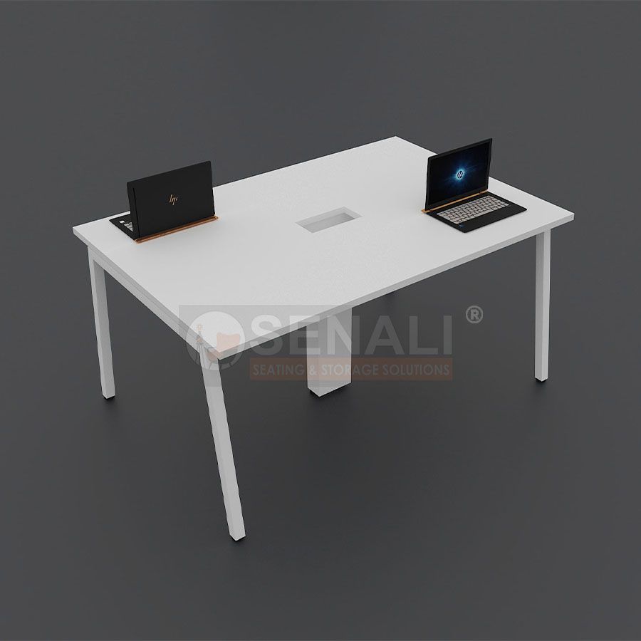 10-seater modern laminate meeting table with metal legs