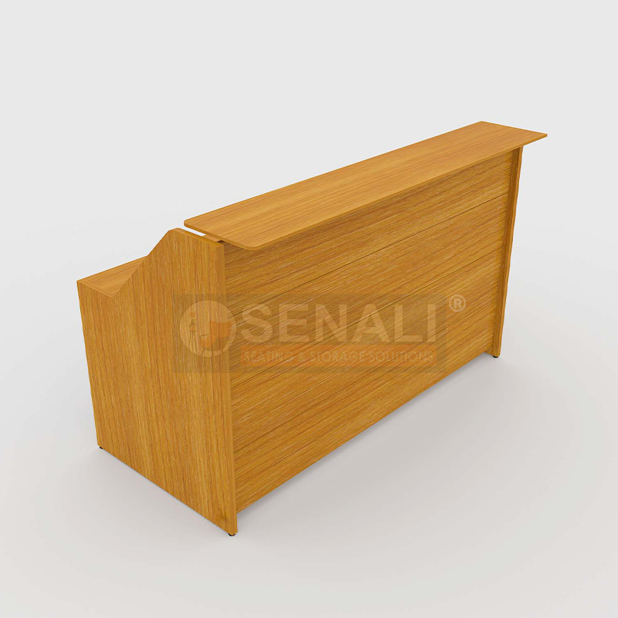 High-gloss laminate office reception desk in Chennai